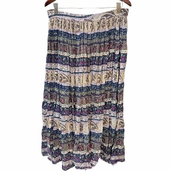 Vintage Spell Bound Woman Boho Patchwork Tiered Midi Skirt plus size 1X  cotton - Picture 2 of 5